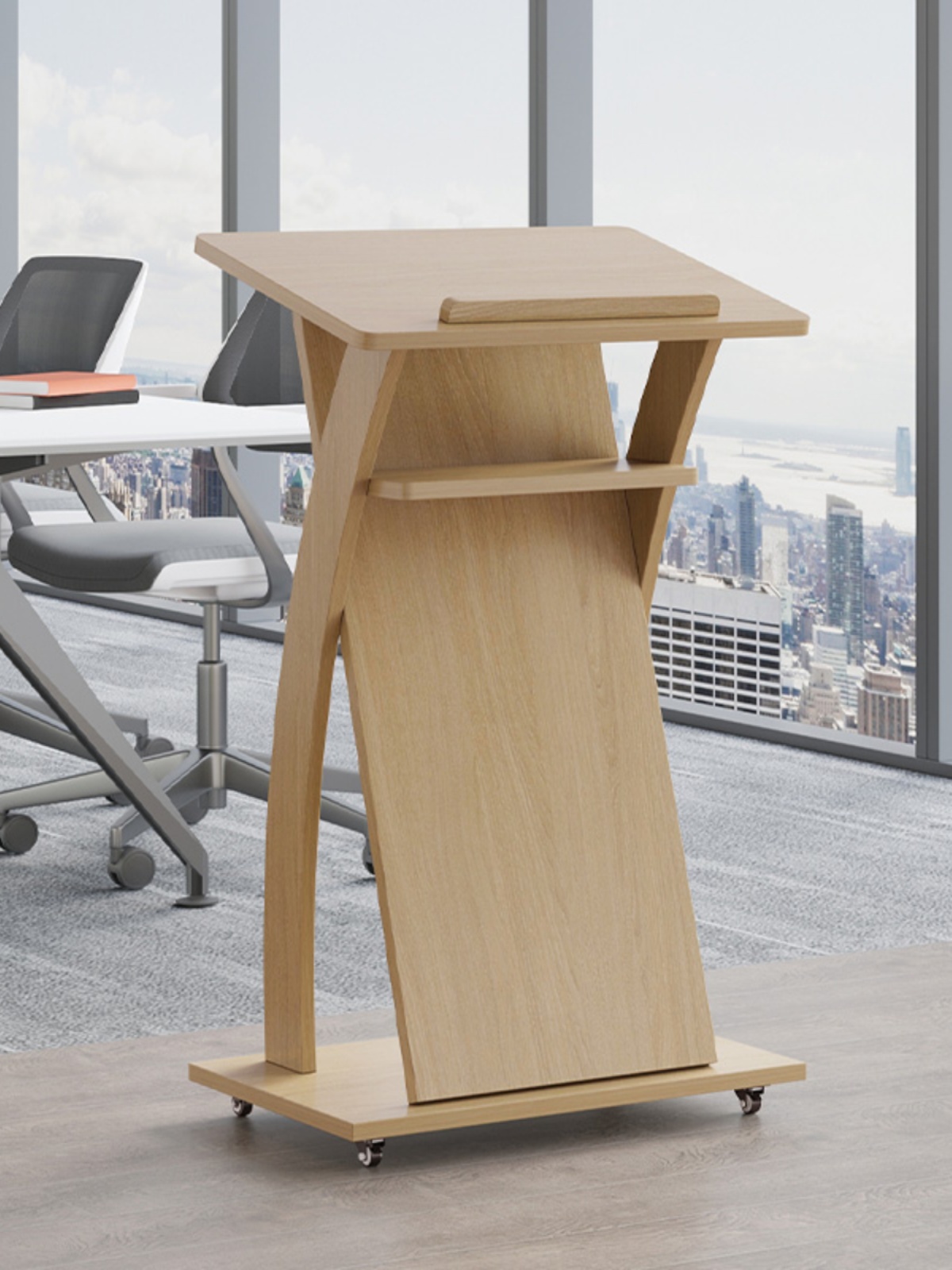 演讲台发言台会议室讲台桌小讲话台实木主持台迎宾台接待台可移动