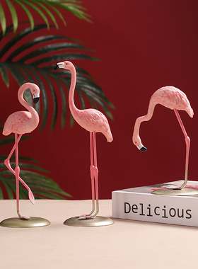 北欧ins仿真火烈鸟摆件客厅电视柜装饰品可爱少女心卧室房间布置