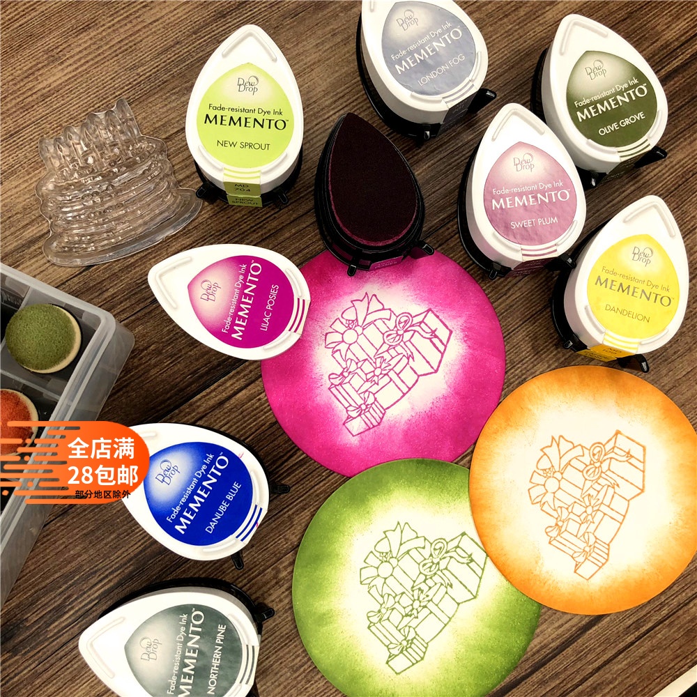 MD月猫水滴印台艺术刷色染卡橡皮章纸艺手帐手工水性快干剪贴印泥