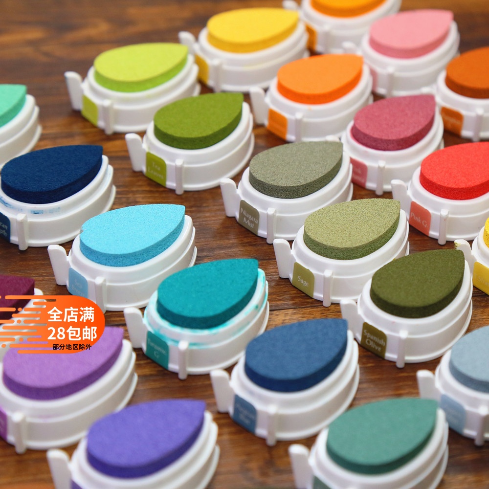 GD月猫水滴印台多用粉彩橡皮章手帐布纸艺剪贴热缩手工用进口印泥