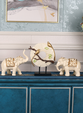 轻奢招财大象摆件创意家居客厅酒柜玄关装饰开业乔迁结婚礼物对象