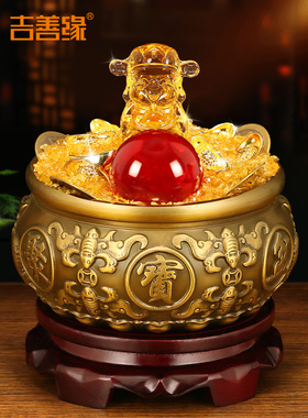 吉山源铜聚宝盆饰品招财，家居客厅黄铜米缸店开业礼品工艺089