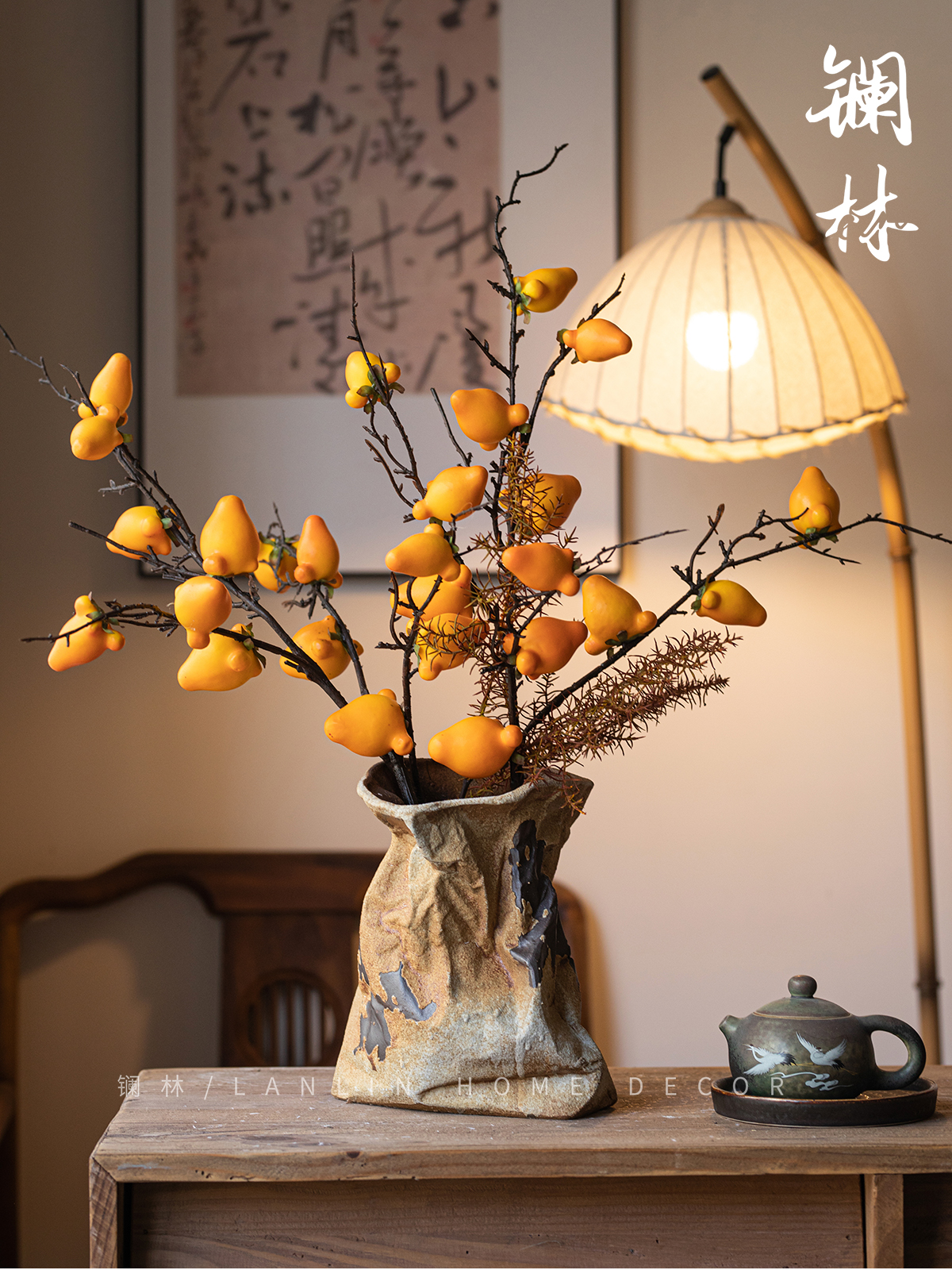 景德镇侘寂禅意粗陶花瓶手工插花陶罐民宿酒店复古怀旧钱袋子花器