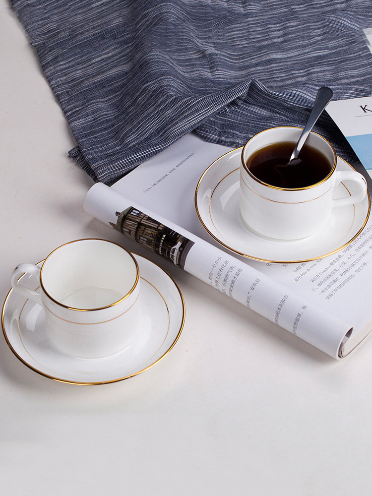 骨瓷咖啡杯欧式小奢华 简约家用陶瓷咖啡杯碟套装下午茶器具6件套