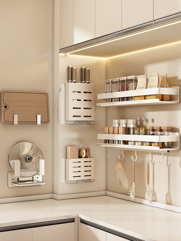 优勤厨房置物架不锈钢调味料品罐收纳架墙上多功能壁挂式调料架子