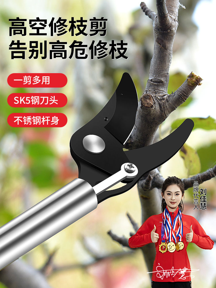 德国精工高枝剪伸缩高空剪树枝专用剪刀果树园艺剪加长sk5不锈钢