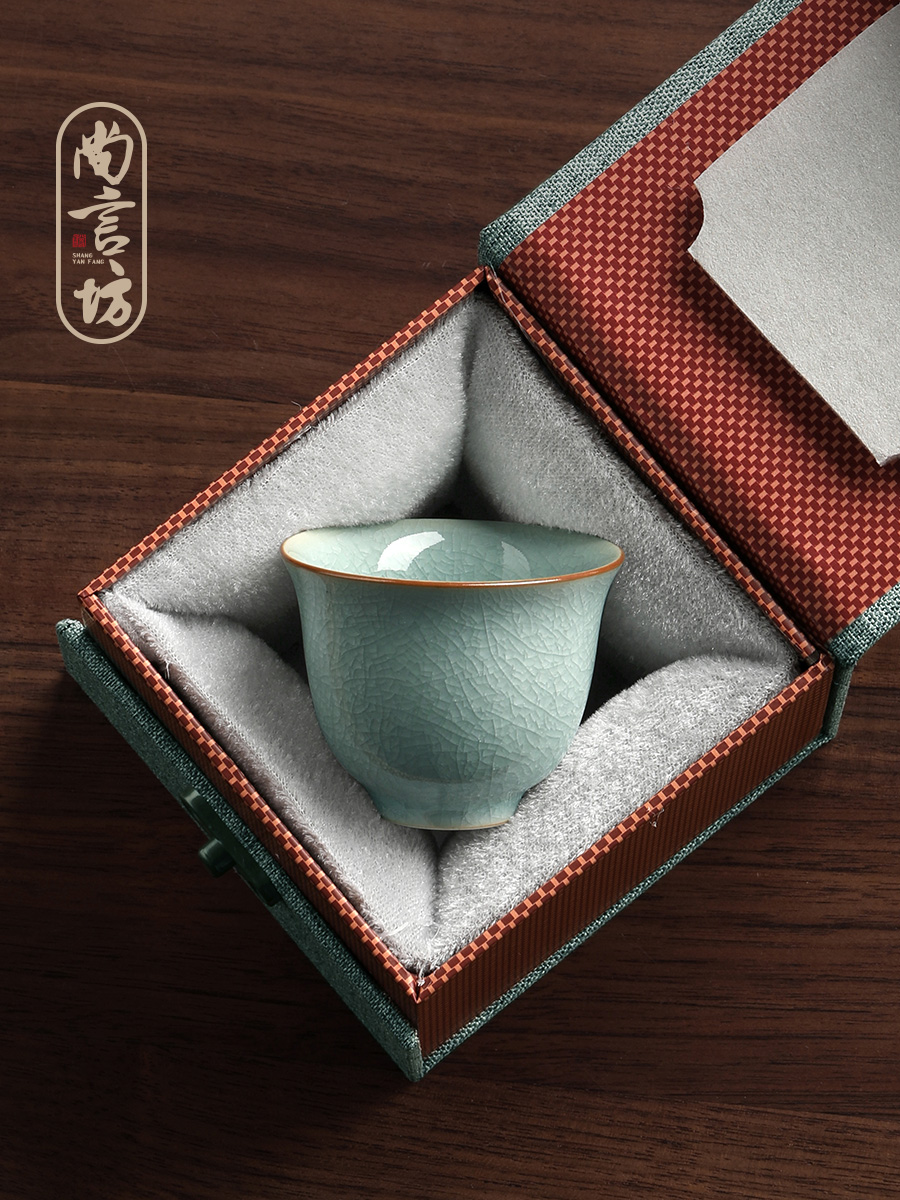 尚言坊严选单丽华老师汝窑冰花茶杯单个陶瓷品茗杯主人杯送礼高档