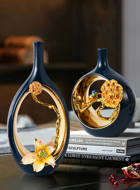 珐琅彩花瓶陶瓷工艺品摆件客厅玄关酒柜电视柜轻奢高档家居装饰品