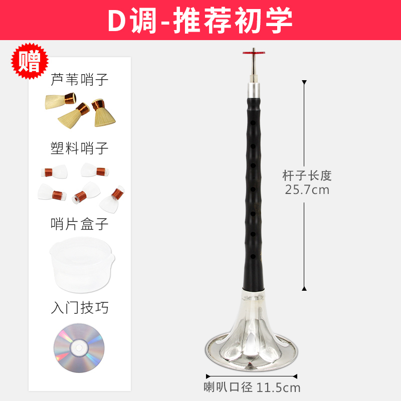 新款新宝唢呐降B调乌木黑檀木ACDEFG调吹喇叭乐器初学者入门全套