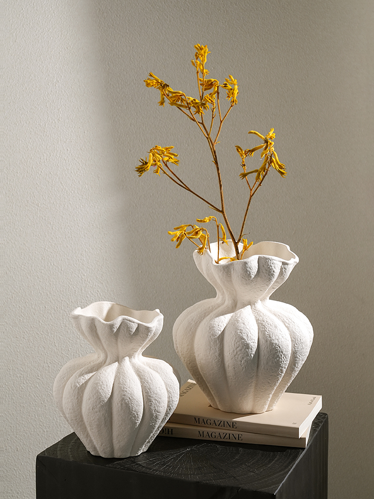 贝汉美法式花瓶白色高级感摆件客厅桌面家居复古艺术装饰干花花器
