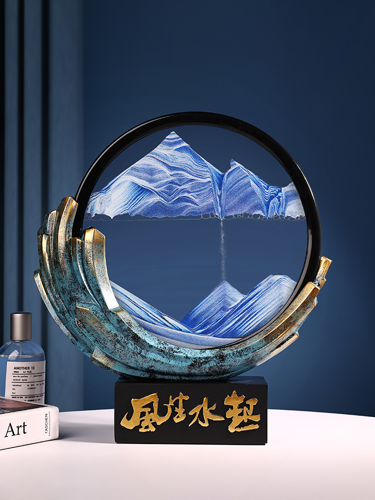 贝汉美风生水起流沙画沙漏摆件轻奢高档家居客厅办公室酒柜装饰品