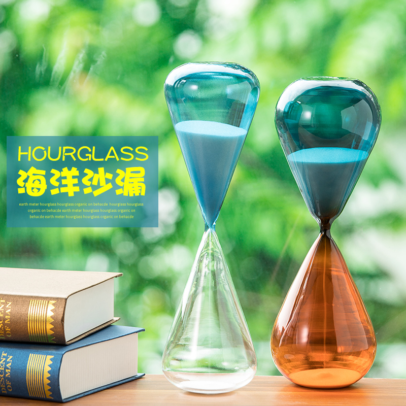北欧玻璃计时器沙漏摆件 创意个性简约现代 办公室客厅家居装饰品