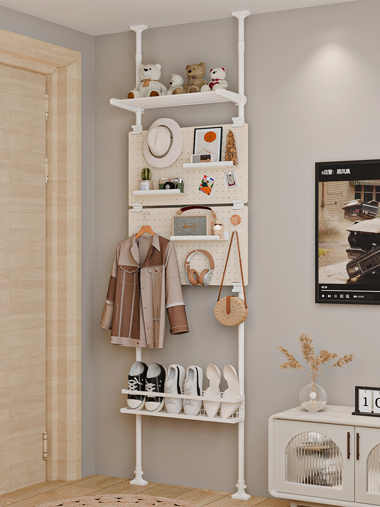 衣帽架门后门口超薄洞洞板鞋架一体顶天立地置衣架入户玄关挂衣架,收纳整理,衣帽架,淘宝优惠券,粉丝福利购,淘宝优惠卷