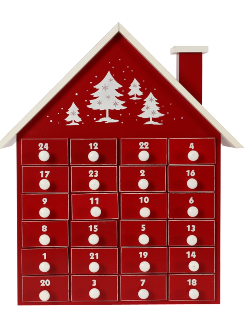 Christmas圣诞大号抽屉木房子倒数日历advent高41cm装饰摆件礼品