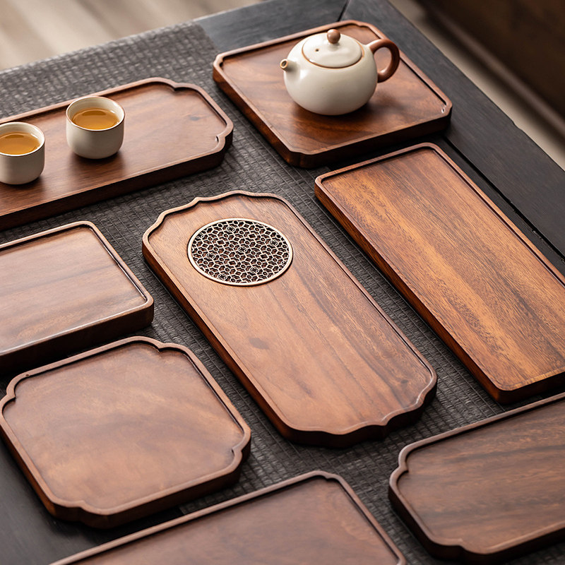 胡桃木托盘家用实木干泡茶盘长方形放茶杯收纳盘餐盘点心盘茶托盘