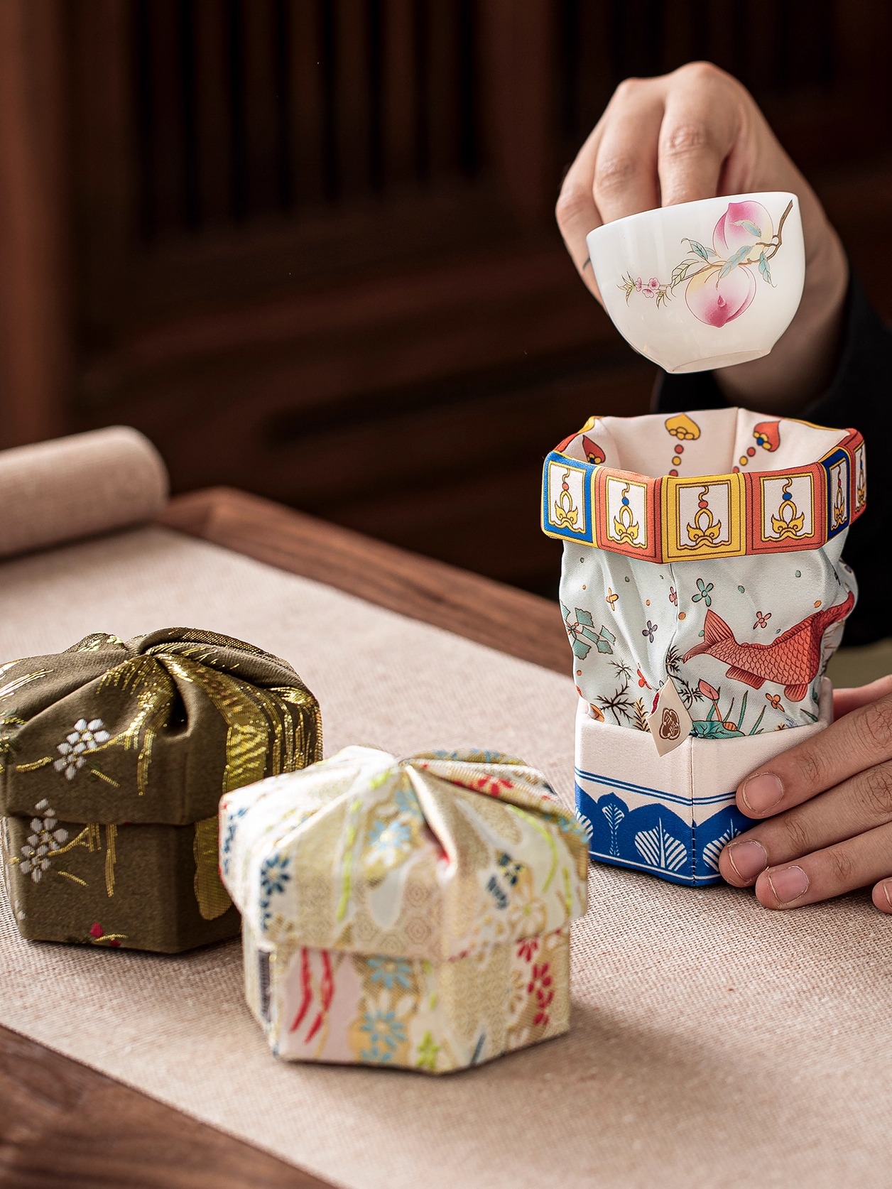 哲明扭转乾坤茶杯袋创意杯袋收纳袋保护袋主人杯袋旅行便携茶具包