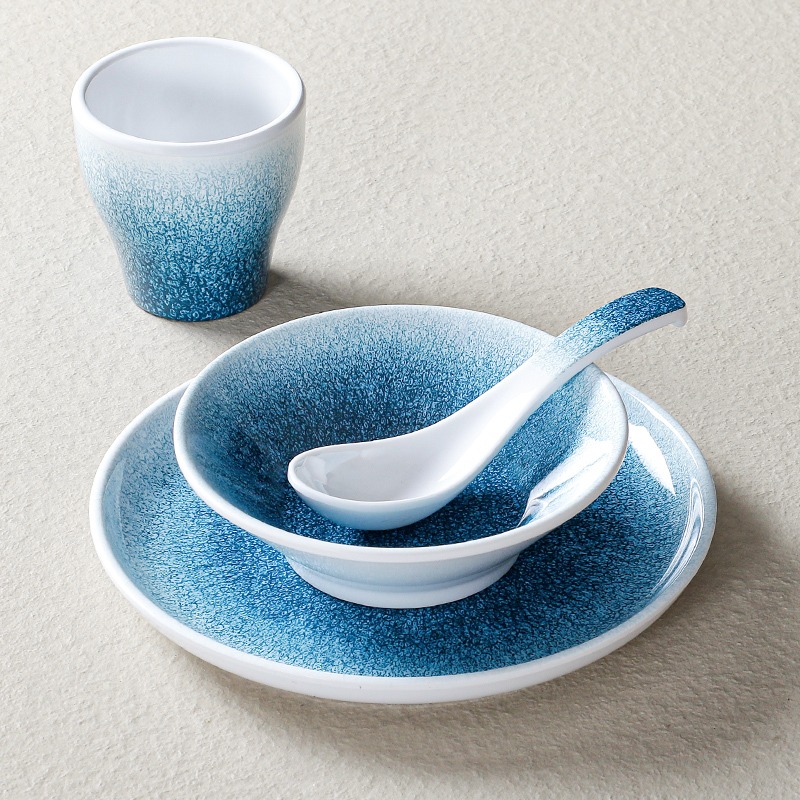 密胺餐具骨碟小碗水杯勺子套装火锅店酒楼餐厅摆台仿瓷四件套商用