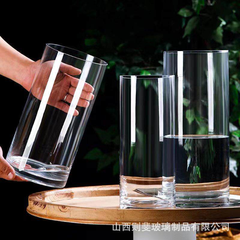 直桶非塑料亚克力透明花瓶 玻璃花瓶路引直筒圆柱形婚庆落地