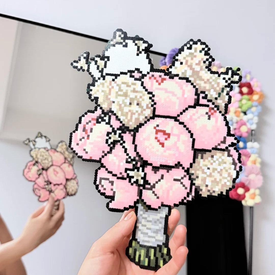 【拼豆成品花束】芍药花手工永生花情人节送女朋友永不枯萎的花束图片