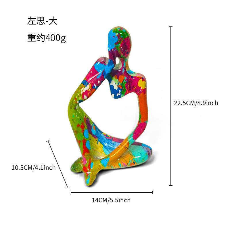 创意新款炫彩抽象艺术思考者摆件家居客厅人物树脂工艺品装饰