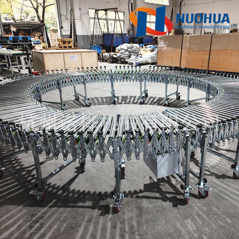 杭州厂家带边挡动NHDA-600力滚筒输送机可移动伸缩包辊物筒转弯流