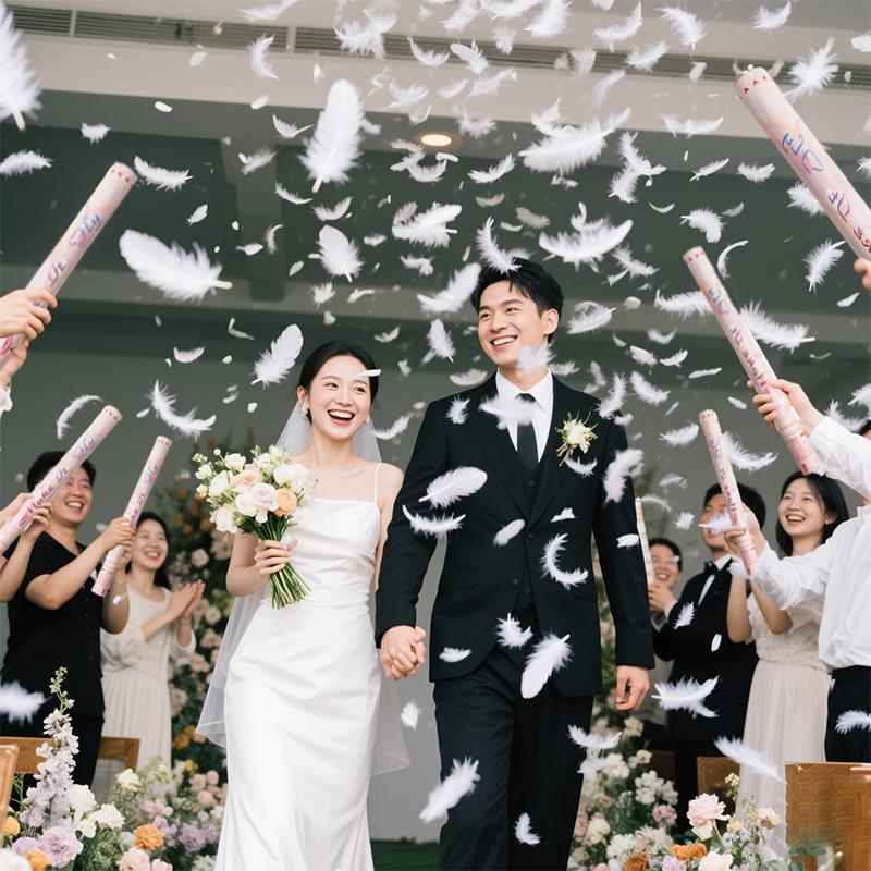 羽毛礼花筒结婚礼炮手持喷花筒花瓣求婚拍彩带照婚礼婚庆用品大全