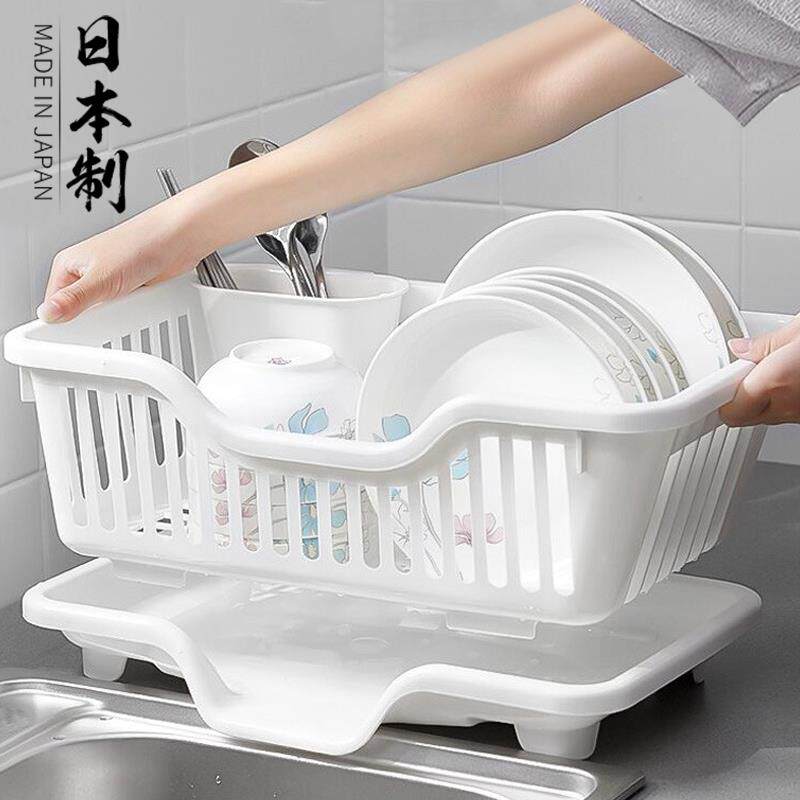 沥水碗架日本进口沥水碗盘架碗碟收纳水槽置物家用厨房台面碗筷滤