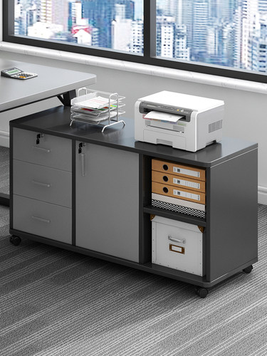 文件柜办公室桌下收纳柜置物柜办公边柜木质抽屉柜带锁储物柜矮柜