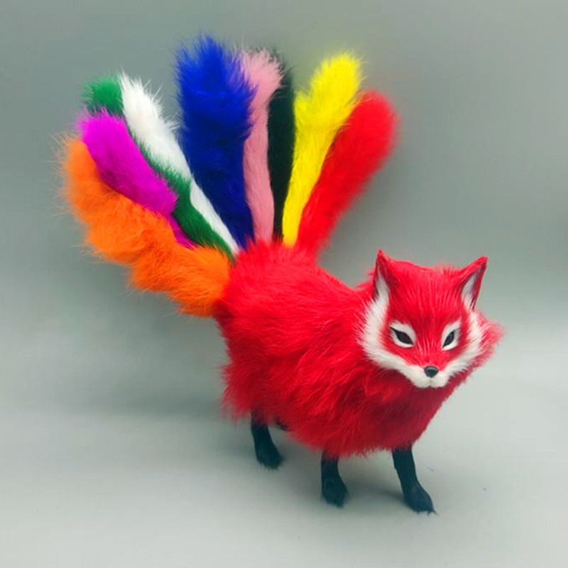 新仿真九尾狐模型狐狸毛绒玩具玩偶桌面树脂创意装饰白狐摆件纯手