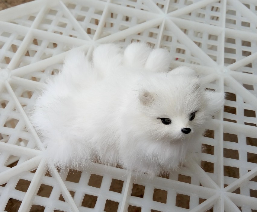 新款仿真九尾狐模型狐狸毛绒玩具玩偶桌面树脂创意装饰白狐摆件纯