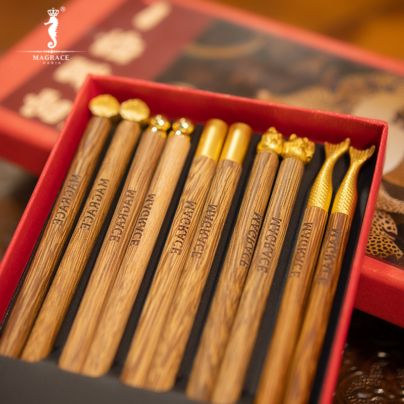 法国MAGRACE中式鸡翅木筷无漆无蜡防霉防滑抗菌耐高温家庭礼盒装