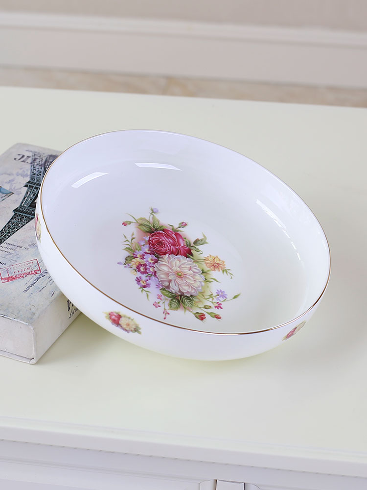 高级骨瓷餐具6寸8窝盘10寸深盘子菜盘家用陶瓷汤盘碟子饺子盘鱼盘