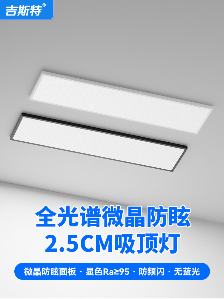 定制产品全光谱办公室LED长条灯阳台明装超薄长方形护眼灯吸顶灯