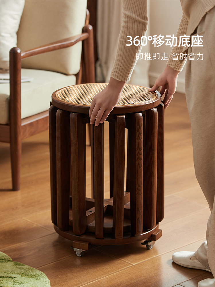 那澜多好现代新中式实木家用客厅餐厅茶几可叠放组合圆凳子叠叠乐