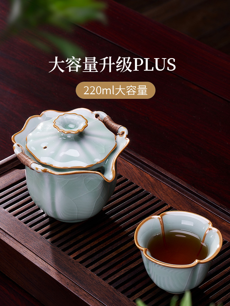 汉唐盖碗茶杯防烫手泡茶单个高档茶碗大号手抓壶哥窑陶瓷茶具套装