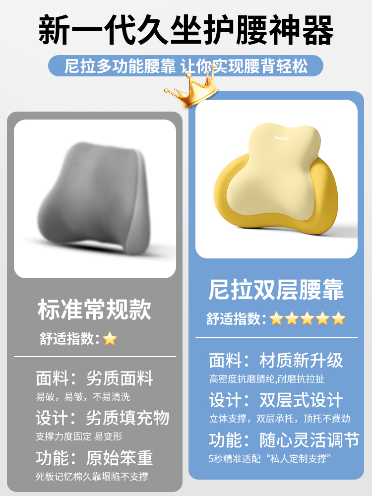 护腰坐垫办公室上班工位久坐神器腰靠垫座椅子靠背屁垫腰靠靠背垫