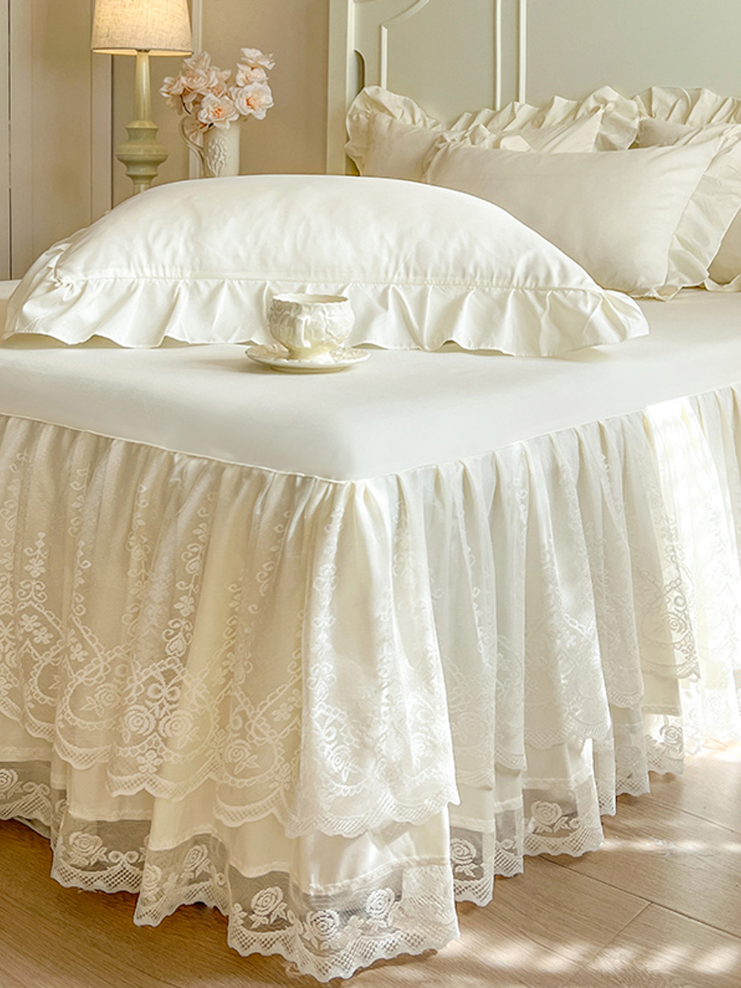 公主风床罩床裙式单件蕾丝花边防尘遮丑1.5m1.8x2.0米2.2床套防滑