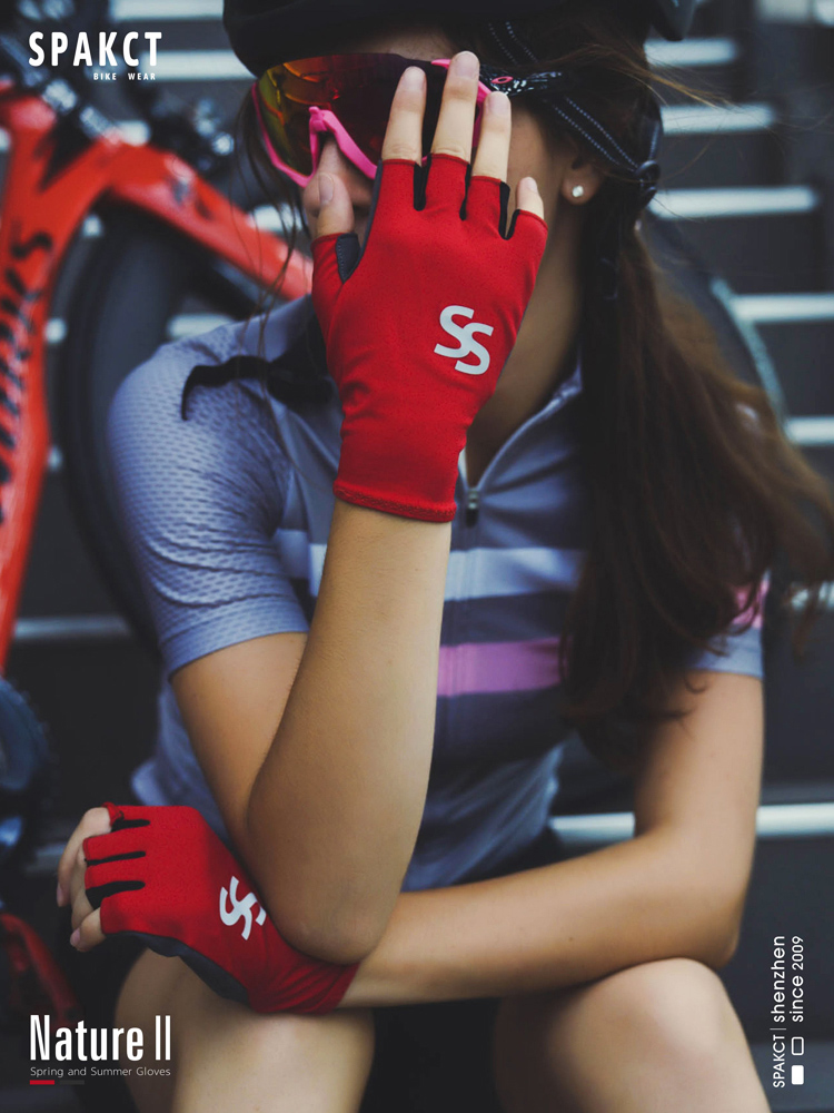 SPAKCT思帕客骑行手套短指女男夏季透气山地公路车自行车减震半指