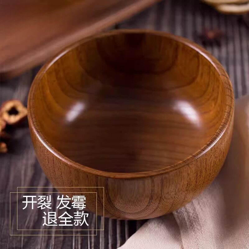 日式酸枣木碗儿童家用宝婴儿复古实木头小饭碗木质餐具酸奶燕麦碗