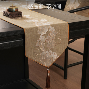 骆易家刺绣桌旗茶桌垫布中式禅意茶席高端茶台布艺长条桌氛围布置