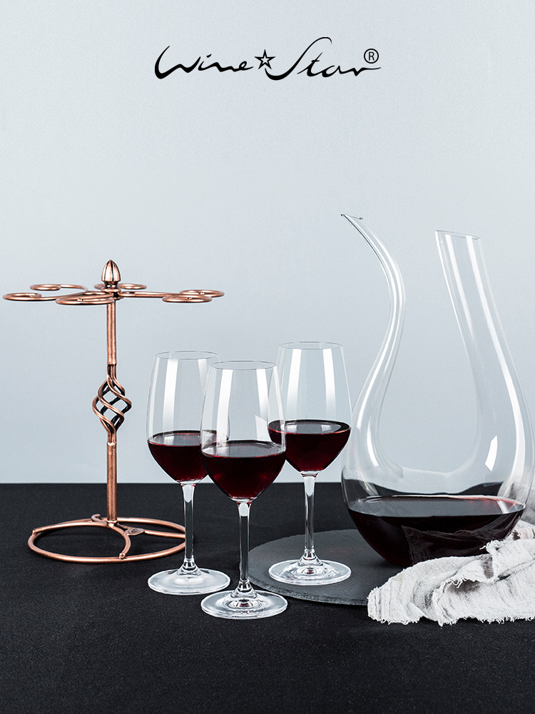 【红酒杯套装】家用高脚杯进口水晶玻璃葡萄酒杯+国产醒酒器组合