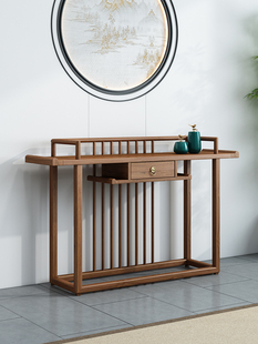 新中式玄关桌中式实木供桌条案轻奢入户门禅意老榆木玄关台玄关柜