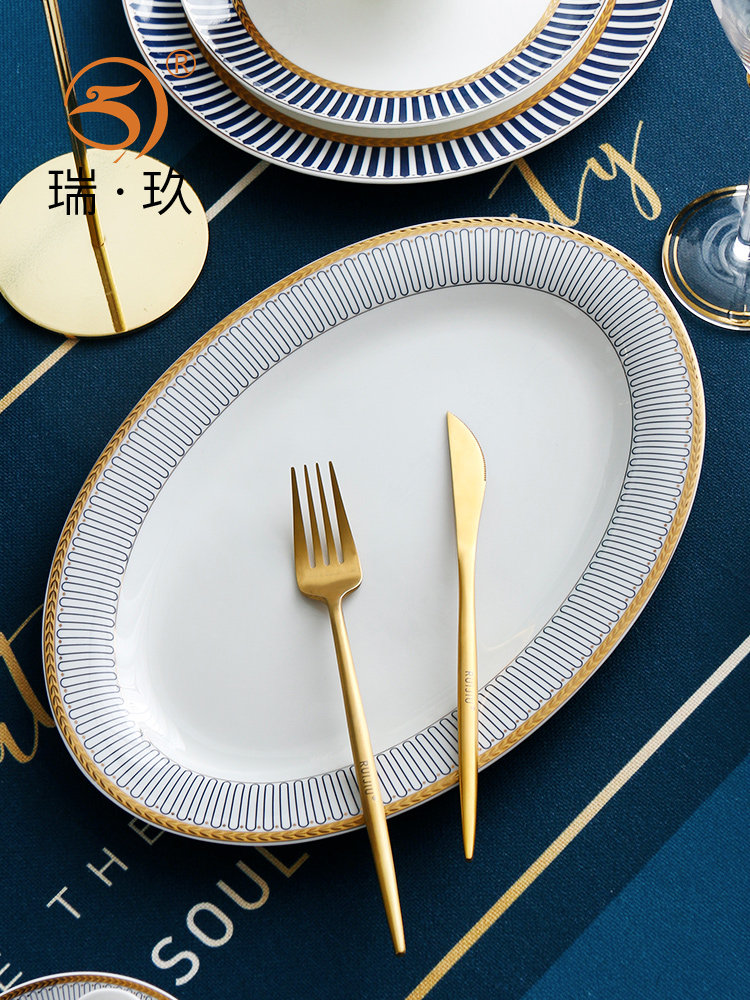 椭圆大鱼盘家用蒸鱼盘子12英寸大号菜盘装鱼盘子骨瓷餐具商用鱼盘,餐饮具,盘,淘宝优惠券,粉丝福利购,淘宝优惠卷