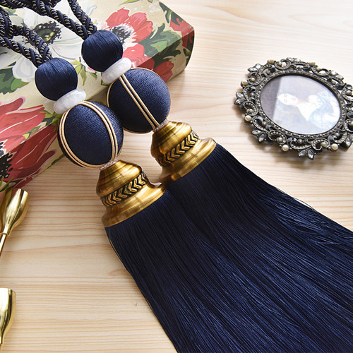 宝泽 欧式窗帘绑带窗帘挂球绑绳窗帘扣流苏单球罗马杆装饰吊坠