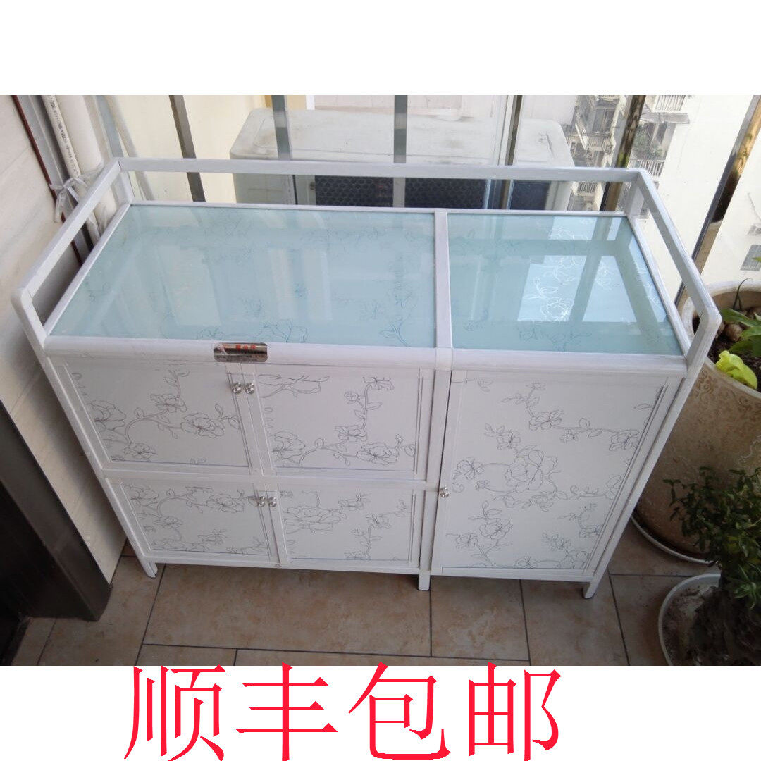 加厚茶水柜简易碗柜阳台柜 铝合金柜厨房储物柜防火灶台柜