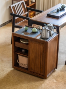 乌金木实木茶水柜可移动茶车多功能茶台烧水壶一体茶叶收纳一体柜