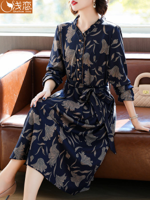 妈妈春秋气质长袖连衣裙中年女装秋装2025新款中老年洋气大码裙子