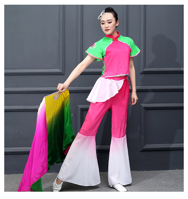 新款特价荷塘月色 广场舞扇子舞服装民族秧歌服装演出腰鼓舞蹈服