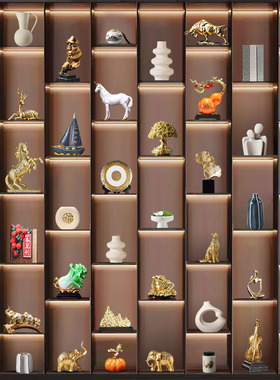 新中式摆件轻奢高档大气装饰品办公室茶室博古架软装工艺品摆设