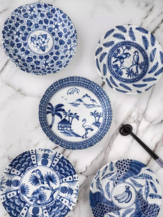 2025新款 盘子高级感轻奢陶瓷餐具8.5英寸微波炉专用釉下彩菜碟子